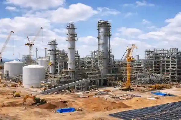 CVR Coffeyville ammonia plant with industrial processing units and storage tanks
