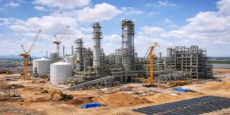 CVR Coffeyville ammonia plant with industrial processing units and storage tanks