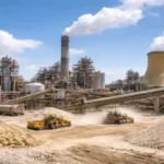 Phosphoric acid production plant with phosphate rock handling and industrial processing units