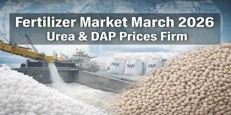 Fertilizer market March 2026 showing urea and DAP price trends