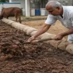 Farmer preparing vermicompost using cow dung under Govardhan Organic Fertilizer Scheme in Bharatpur