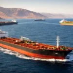 Oil tankers and cargo ships transiting through the Strait of Hormuz amid rising shipping activity