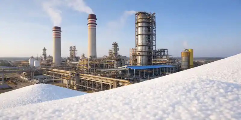 TAN Project industrial ammonium nitrate plant under construction with storage and processing units