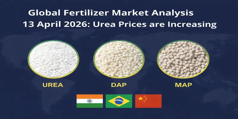 Global fertilizer market analysis April 2026 showing urea, DAP, and MAP price trends