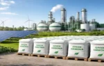 Green ammonia plant with solar panels and storage tanks representing NTPC green ammonia deal in India