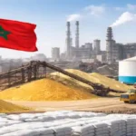 OCP Morocco phosphate plant with fertilizer production and stockpiles
