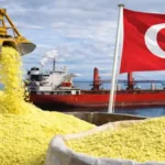 Sulphur export shipment loading onto cargo ship highlighting Turkey sulphur export ban impact