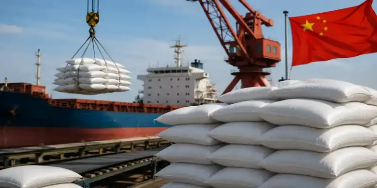 China urea export quotas signal the country’s return to the global fertilizer market as cargo ships load urea bags at a Chinese export terminal amid renewed international trade activity.