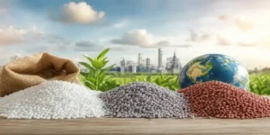Global fertilizer market with urea, phosphate, and ammonium sulphate.