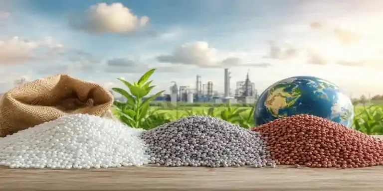 Global fertilizer market with urea, phosphate, and ammonium sulphate.