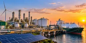 Renewable ammonia plant with solar power and ammonia ship.